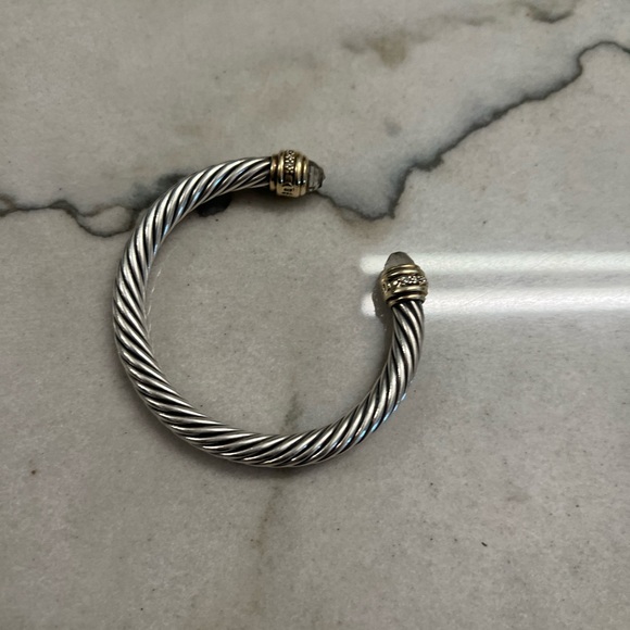 David Yurman Smoky Quartz 7mm Cable Bracelet with 18 ct gold and pave diamonds - Picture 5 of 7